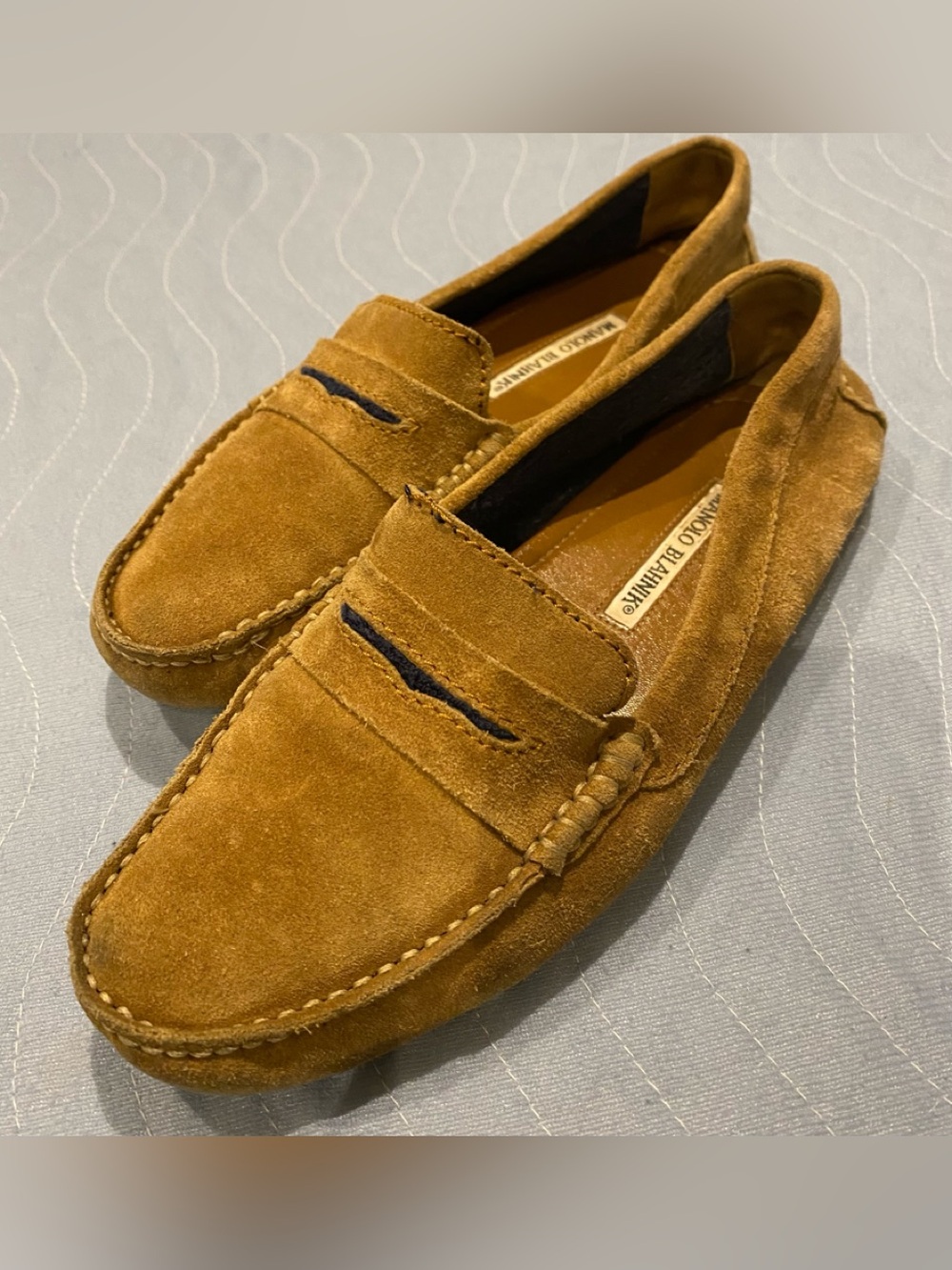 Manolo Blahnik Moccasins Brown Suede Sz 6.5